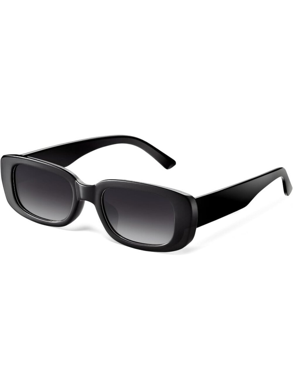 Women's Black Gradual Trendy Rectangle  Protection Cool Square Frame Sun Glasses